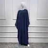 Abbigliamento etnico Indumento di preghiera islamico Abito Abaya in preghiera in un unico pezzo Abito a pipistrello sciolto Donne musulmane Dubai Arabia Turchia Pianura Jilbaab