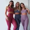 Conjuntos activos Conjunto de yoga Hyperflex sin costuras para mujer, ropa de entrenamiento de gimnasio de 2 piezas, sujetador deportivo acolchado y mallas de cintura alta para correr atlético