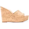 Pantoufles Ronticool Femmes Coins faits à la main Talons hauts Bout ouvert Porte Blanc Cork Beach Chaussures Taille américaine 5-13