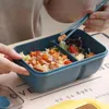 Servis uppsättningar lunchlåda med sked läcka bevis Hållbar mikrovågsugn säker måltid frukt mellanmål förpackning för picknick utomhus resekök