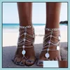 Anklets Summer Beach Anklet Gold Chain Goldry Women Women Sier Coin Foot Foot Foot Foot Toe حلقة تسليم DHDGC