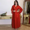 Vêtements ethniques Dubaï Abaya Maxi Robe Jalabiya Ruban à capuche Couleur Champagne Islam Musulman Femmes Caftan Marocain Arabe Turquie Robe Africaine