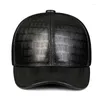 Ballkappen Leder Mode Hut Männer Unisex Kariertes Krokodil Patten Baseballmütze Winter Männlich Warm Ohrenschützer Freizeit Outdoor Hockey Gorra