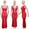 Casual Kleider Luxus Weihnachten Party Kleid Sexy Kristalle Tiefem V-ausschnitt Ärmellos Durchsichtig Mesh Nachtclub Frauen Geburtstag Kleid Lyjenny