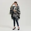 Scarves 2023 Faux Cashmere Classic Plaid Poncho Women Large Scarf Shawl Tassel Dual-purpose Travel Warm Cloak Pography Accessories