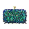 Evening Bags 2023 European Women Bag Handmade Peacock Sequins Beaded Day Clutches Handbag Elegant Ladies Phone Purse Messenger