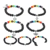 Catena a maglie 7 Chakra Healing Bracciale con perline 8Mm Pietra lavica Perline occhio di tigre Per donna Uomo Moda Yoga Charm Jewelryz Drop Delivery Dhrws