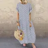 Party Dresses 2023 Summer Bohemian Dress Women's Retro o-hals Long Maxi Casual Polka Dot Fixed Beach Robe