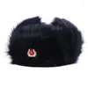 Berety bombowce armia radziecka armia wojskowa Ushanka rosyjska earflap faux furt pilot traper cossack hodowanie żołnierza zima śnieg śnieg wieś narciarska