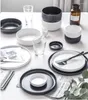 Plates Classic Embossed Black And White One-piece Ceramic Easter Bowls Nordic Creative Dishes Home Steak Plate