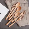 Ensembles de vaisselle japonais créatif Triangle poignée en bois cuillère et fourchette ensemble Dessert étudiant Portable cuisine vaisselle