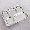 Plates Stainless Steel Divided Dinner Tray Lunch Container Plate For School 3/4/5 Grid