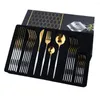 Conjuntos de talheres durtens 24pcs White Gold Calheres de ouro conjunto de utensílios de aço inoxidável Faca de faca de faca