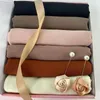 Vêtements ethniques Écharpe en mousseline de soie lourde Mode féminine Crêpe unie Hijabs Châles doux Musulman Crinkle Wraps Bandeau Personnaliser Boîte-cadeau Foulard