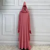 Etnisk klädflicka bön plagg niqab muslimsk klänning ramadan huva robe djellaba femme khimar islam hijab abaya dubai jilbab islamiska