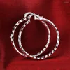 Kolczyki Hoop 925 Kolor Srebrny Klasyczny wzór sieci 4 cm Big Circle for Women Wysoko wysokiej jakości biżuteria Prezenty ślubne