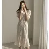 Party Dresses 2023 Fashionable V-neck Elegant Dress Long Ruffled Short-sleeved Super Fairy Light Mature Style Mori Series