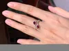 Cluster Rings Natural Mozambique Ruby Double Stones Ring 18K White Gold Diamond Fine Jewelry