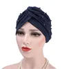 Vêtements ethniques Musulman Perle Turban Chapeau Hiver Automne Femmes Élastique Coton Volant B Cancer Chemo Bonnets Cap Chapeaux Wrap Plaqué Cheveux