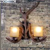 Wall Lamps BOCHSBC 2 Heads Resin Antler Lamp Decorative LED For Kitchen Dining Room Bedroom Chrismas Light Glass Lampshad Lompara