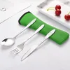 Dinnerware Sets 3PCS Stainless Steel Cutlery Set Portable Spoon Fork Knife Travel Picnic Western Tool Kitchen Accessories For Home Outdoors