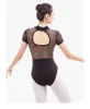 Scenkläder halvärmad gymnastik Leotard Professionell dansdräkt spetsar Base Ballet Leotards för kvinnors bodysuit