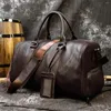 Sacs polochons hommes en cuir véritable sac de voyage doux véritable peau de vache transporter bagages à main femmes épaule mâle femme Duffle