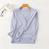 Women's Knits & Tees Korean V-neck Ice Silk Cardigans Women Summer Knitted Sweater Thin Pink White Ladies Casual Knitting Coats 2023 Cardiga