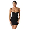 Lässige Kleider Mode Mesh Body Wrap Korsett gerafftes Minikleid ärmellos Party Nachtclub Sommer Sexy rückenfrei Perspektive