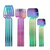 Dijksets sets 16 stks zwarte matte bestek set 304 roestvrijstalen mes mes vork lepel diner keuken flatware servies