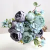 Fiori decorativi Ghirlande Bouquet da sposa da sposa Peonia polverosa artificiale Falso Pianta grassa Nastro di pizzo Damigella d'onore Home Party Decor