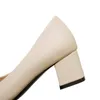 Klänningskor Lady Zapatos Morados de Mujer dämpade bågpärlor pumpar runt tå söt 5 cm fyrkantig klackade glid-ons beige vit plus storlek 32-43