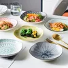 Tallrikar japansk stil hushåll keramiska handdragna nudlar rätter köksutrustning muttrar sushi frukost kakan grönsak sallad tallrik