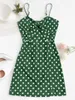 女性用水着Zaful Polka Dot Knotted Cami Slitドレス