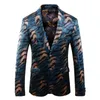 Men's Suits & Blazers Men Style Velvet Luxury Steampunk Tiger Printed Casual Dress Suit Jacket Coat Male Business Plus Size S-5XL