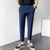 Men's Suits & Blazers Summer Thin Business Dress Pant Men Solid Color Casual Slim Ankle Length Pants Office Social Suit Work TrousersMen's