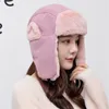 Bérets Ski Cap Bomber Chapeau Femmes Lei Feng Pour Cyclisme Hiver Chaud Ushanka Russe Earflap Bonnet Fausse Fourrure Trappeur