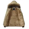 Hommes vers le bas belle marée mode chaud laine doublure homme veste et manteau M-4XL col en fourrure à capuche hommes hiver coupe-vent mâle Parkas Casaco