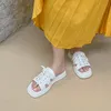 Slippers Smirnova 2023 Lace Up Flat With Heels Shoes Microfiber Women Modern Platform Ladies Summer Simple SlippersSlippers