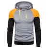 Men's Hoodies Crew Neck Pullover Long Sleeve Drawstring Patchwork Color Matching Pocket For Male Hooded Sweatshirts