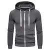 Herrtröjor Autumn Winter Cotton Hoodied Mens Sweatshirts Solid Hoody Fleece Thick Men Sportswear Zipper