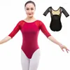 Scenkläder halvärmad gymnastik Leotard Professionell dansdräkt spetsar Base Ballet Leotards för kvinnors bodysuit