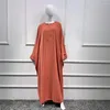 Abbigliamento etnico Indumento di preghiera islamico Abito Abaya in preghiera in un unico pezzo Abito a pipistrello sciolto Donne musulmane Dubai Arabia Turchia Pianura Jilbaab