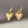 Hoop Earrings Gorgeous Gold Color Plating Textured Heart Charm For Women Vintage Bohemia Elegant Modern Chic Jewelry Accessory