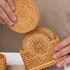 Masa Paspasları Rattan Placemat Sofra Pedi Kase Çekmeyen Isı Yalıtım Yuvarlak Placemats Dekorasyon Mutfak Seti