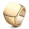 Hochzeit Ringe Punk Stil Mode Glatte Edelstahl Herren Ring Breite Signet Quadrat Finge Hiphop Männliche Partei Schmuck Geschenk