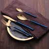 Flatware Sets 24pieces Gold Matte Vintage Set 18/10 Stainless Steel Dinner Knife Fork Spoon Creative Bamboo Handle Luxury Cutlery