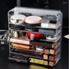 Lagringslådor Rensar olika fack Makeup Organizer Cosmetic Make Up Tool Box Brush Holder Blush Lipsticks Organizer Drawer Case