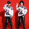 Bühnenkleidung Kinder Teenager ShowOutfits Hip Hop Danicng Kleidung Tie Dye Hoodie Cargo Hosen für Mädchen Jazz Dance Kostüme Straßenkleidung