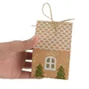 Embrulho de presente 10pcs Kraft Paper Boxes Box Christmas House Shape Candy Food Cookies Packing Birthday Wedding Party Favors Bags